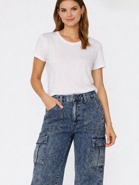 Forever 21 High-Rise Wide-Leg Denim Cargo Pants